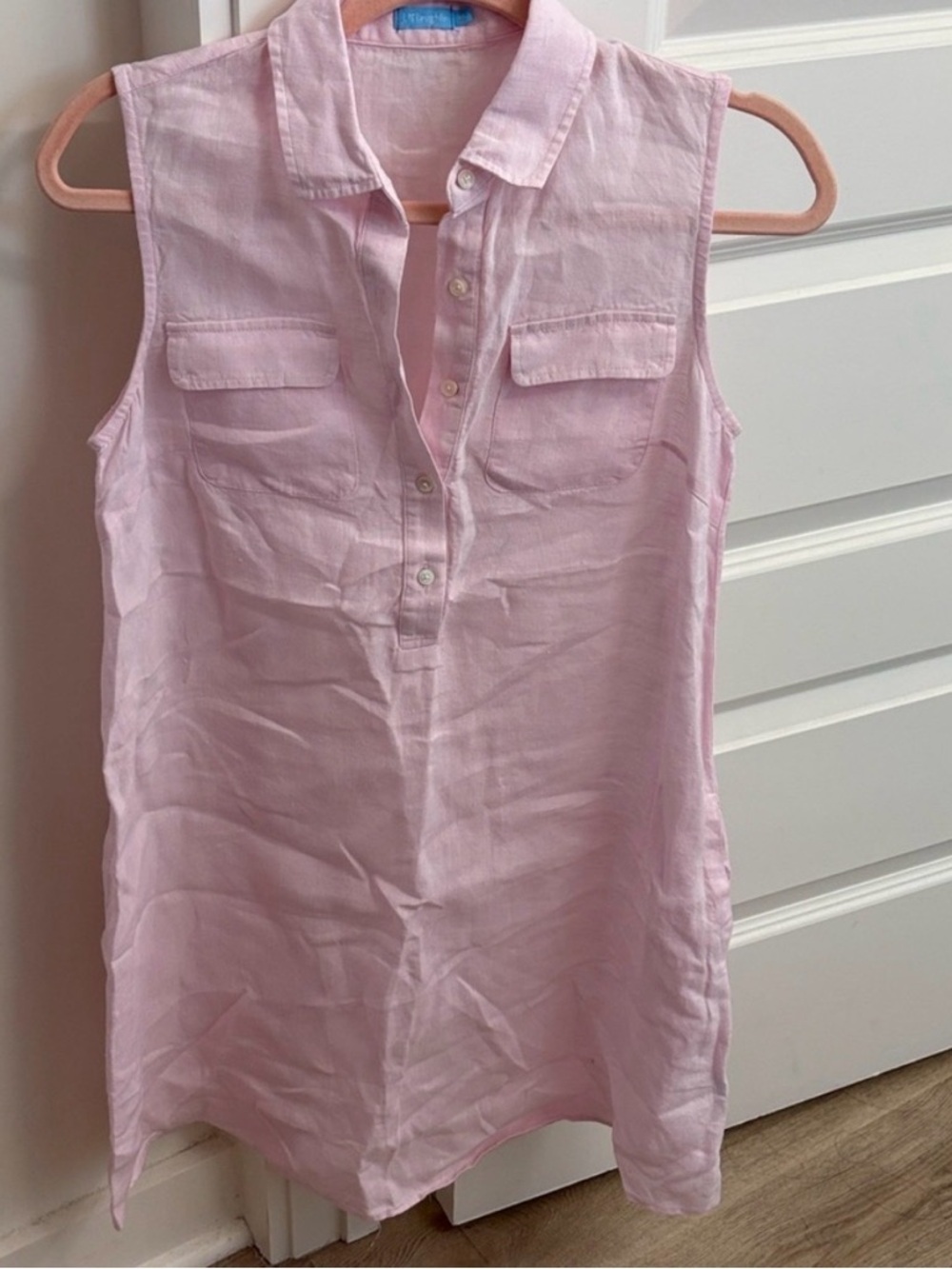 J. McLaughlin Aberdeen Sleeveless Linen Dress light pink XS coastal vacation - Picture 3 of 7